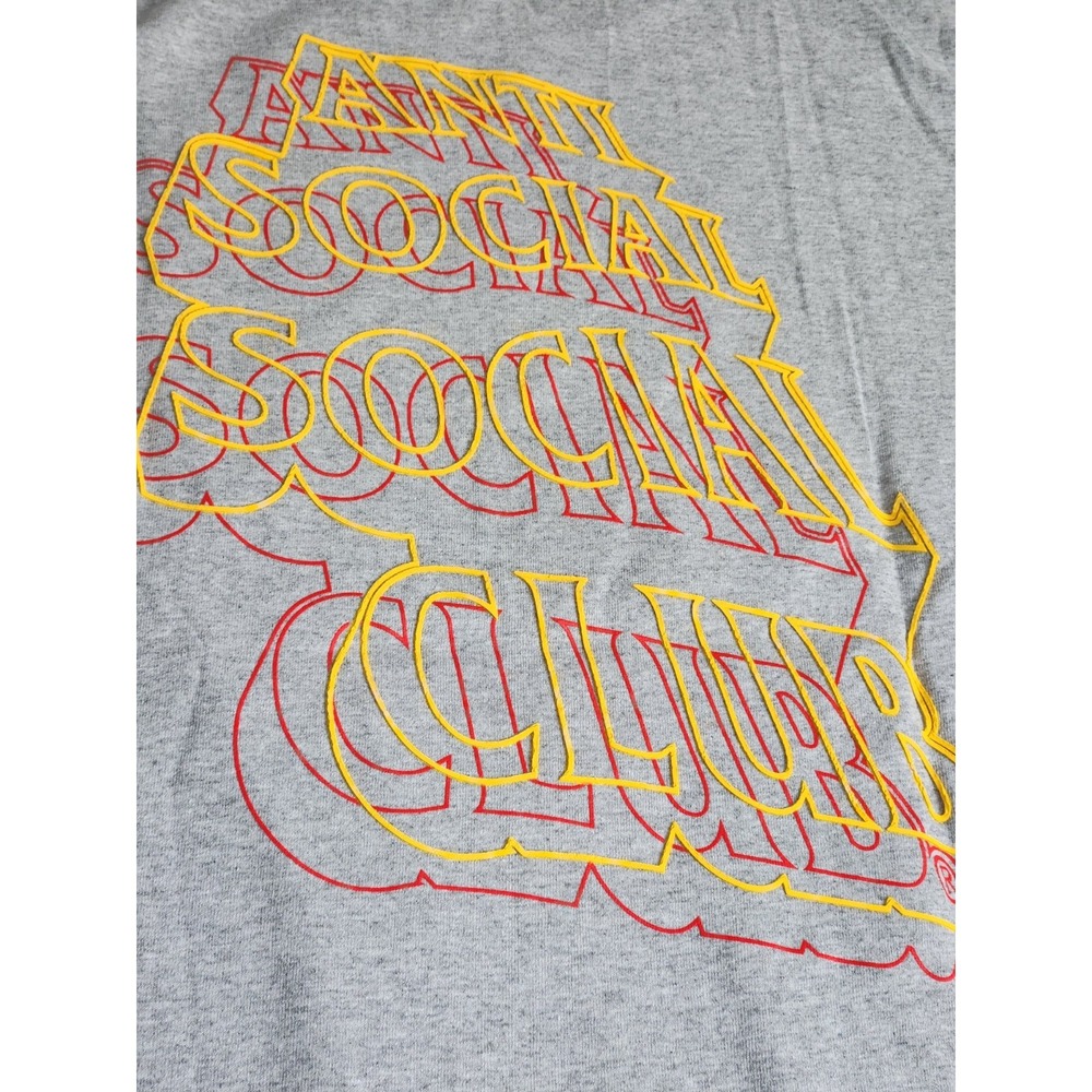 New ASSC Men's T Shirt Gray Red S NWT Anti Social Social Club Neon Lights Rain